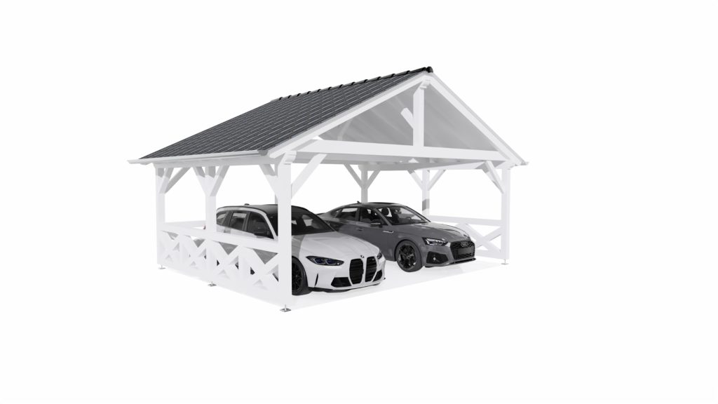 Satteldach Carport mit Holzkreuze Eberswalde in Brandenburg